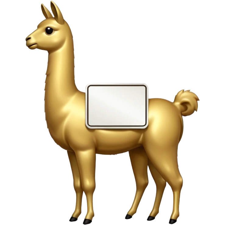 A small golden llama silhouette with a large white sign on its side emoji