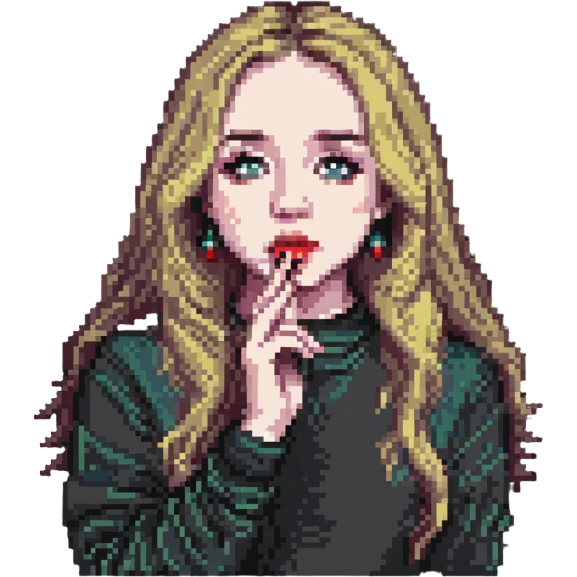 Sabrina Carpenter blowing a kiss pixel art style emoji