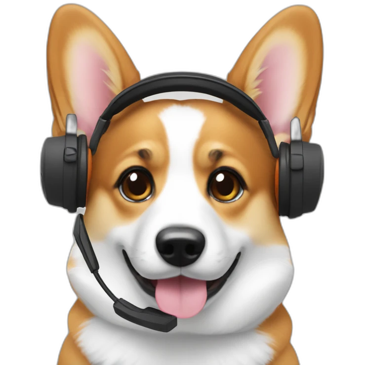 corgi on phone headset emoji