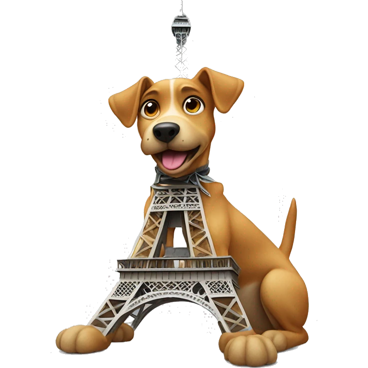 Dog on top of Eiffeltower emoji