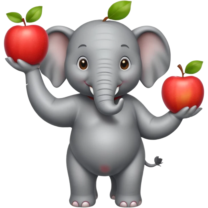 a Circus cute elephant juggling two apple emoji