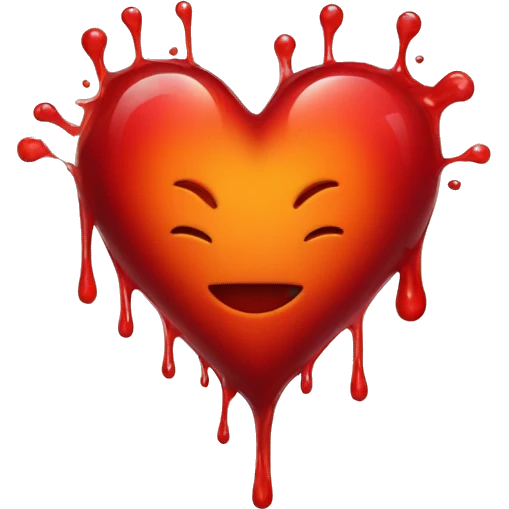 bleeding red heart shape glowing red-orange emoji