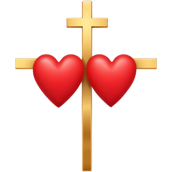 Two red hearts united by a gold cross  emoji