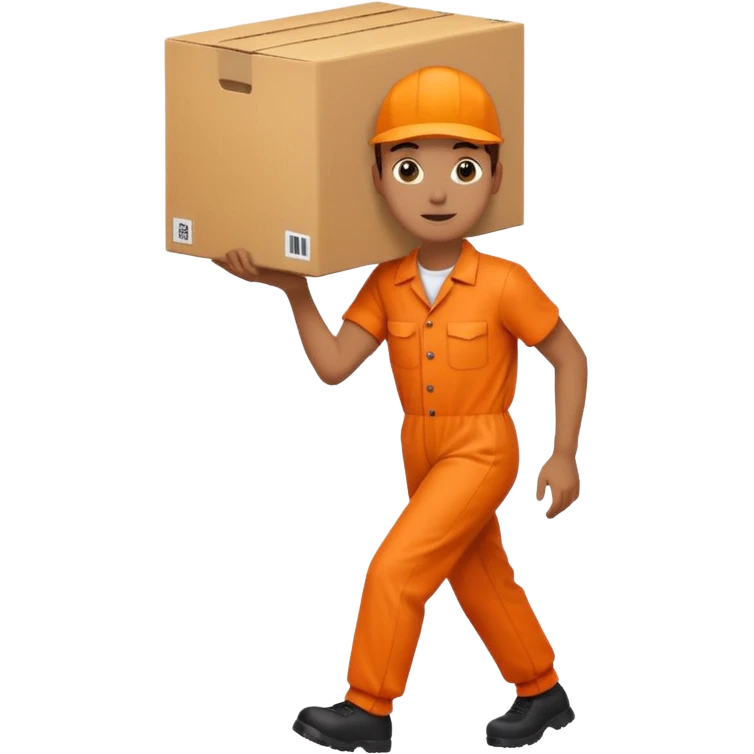 orange overalls carrying a large box emoji