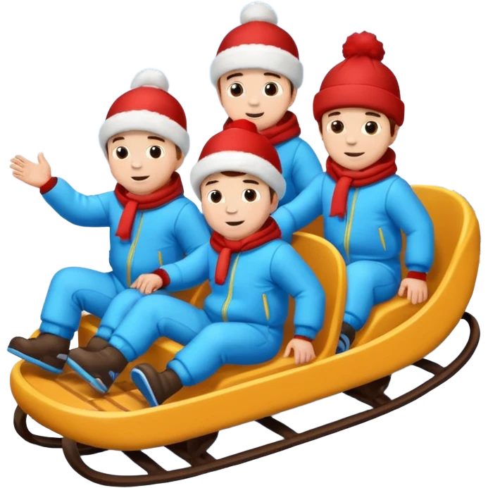 Group of 3 boys riding a coaster in the snow emoji