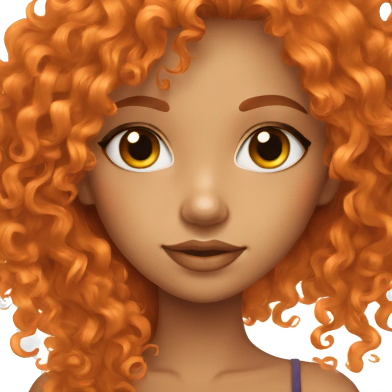 brown eyed orange curly hair girl long eyelashes  emoji