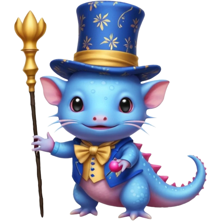 blue axolotl with magician hat emoji