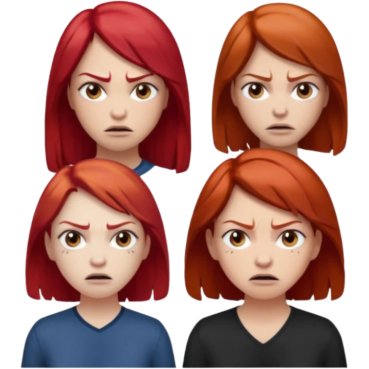 👩🏻‍🦰👩🏼‍🦱😠 emoji