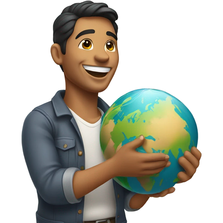 Happy Latino with the world in his hands emoji