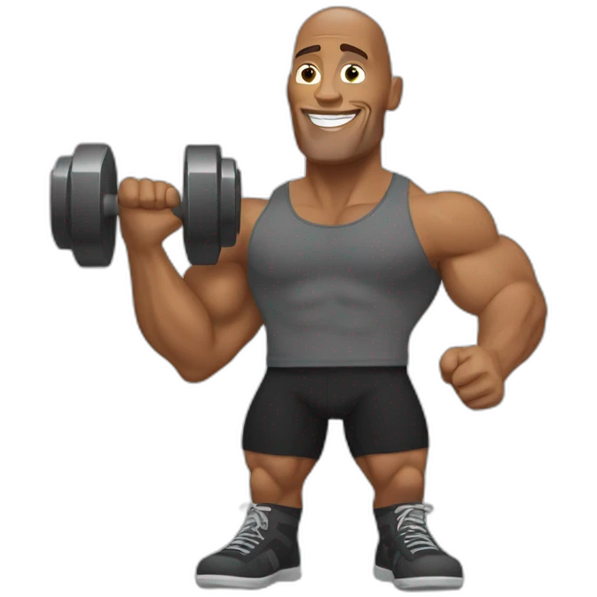 Dwayne Johnson with dumbell in his hands emoji