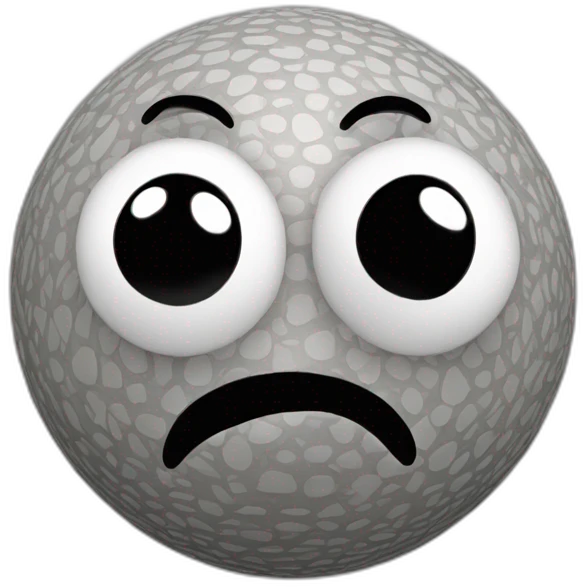 3d sphere with a cartoon podzol texture with big thoughtful eyes emoji
