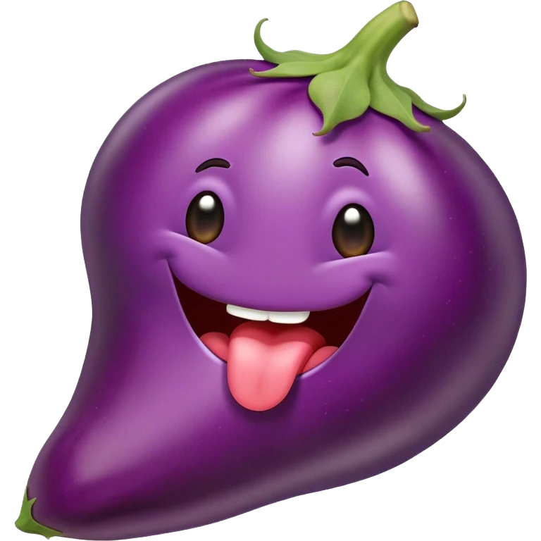 Tongue and eggplant emoji