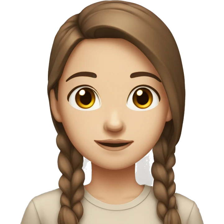 Girl white skin straight brown hair brown eyes cream shirt emoji