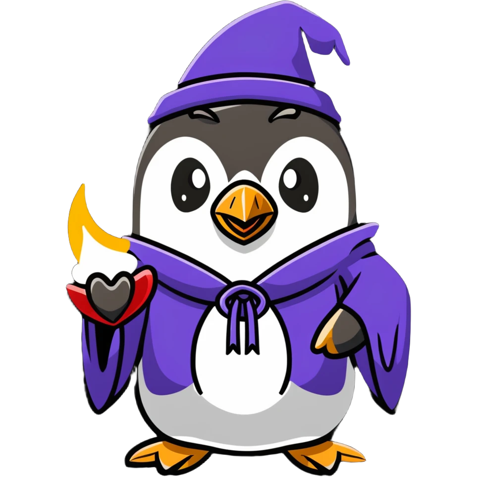 penguin casting magic spells emoji