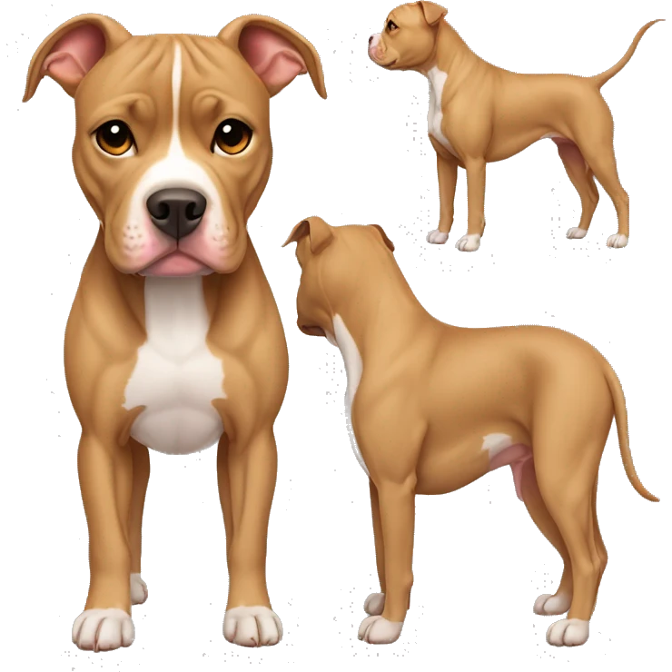 Light brown pitbull with ears cut short and wearing bows emoji