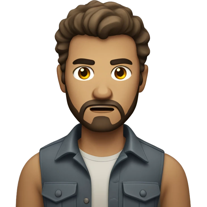 angry man with a beard and short scruffy medium brown hair wearing a buttoned shirt emoji