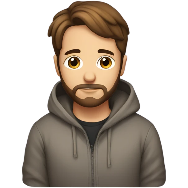 Handsome man with brown hairs and 3 days beard wearing a hoodie as he is praying emoji