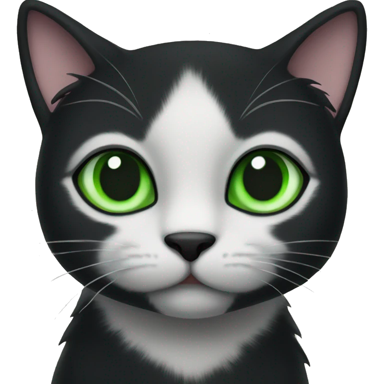 Black cat with green eyes cute emoji