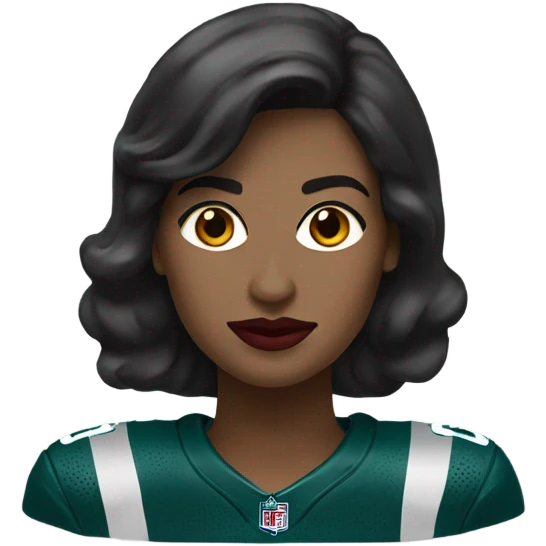 female dark hair red lips wearing Philadelphia Eagles jersey emoji