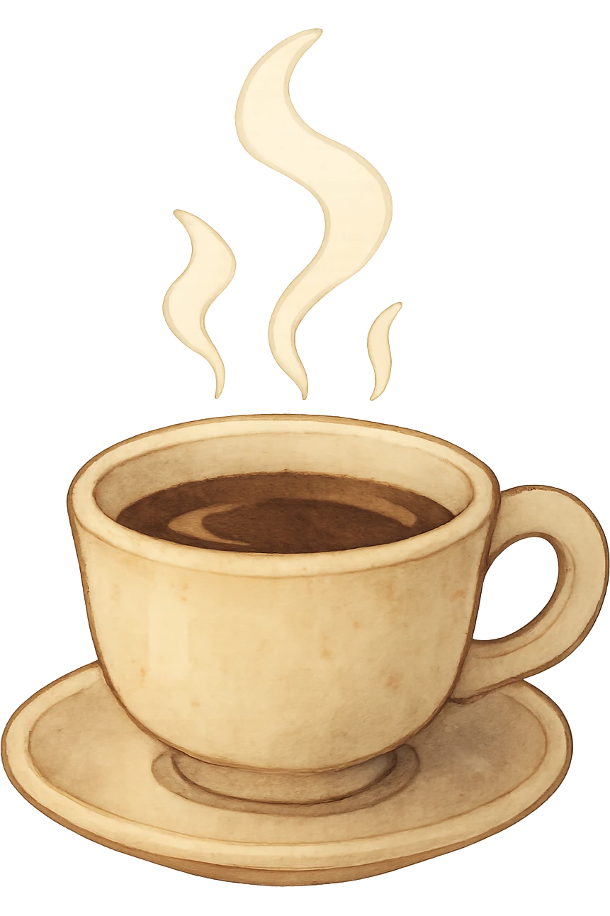 ghibli style icon of a coffee cup, soft colors, whimsical emoji