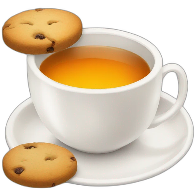 white cup of tea with cookies emoji