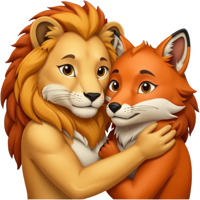 Lion and fox in love  emoji