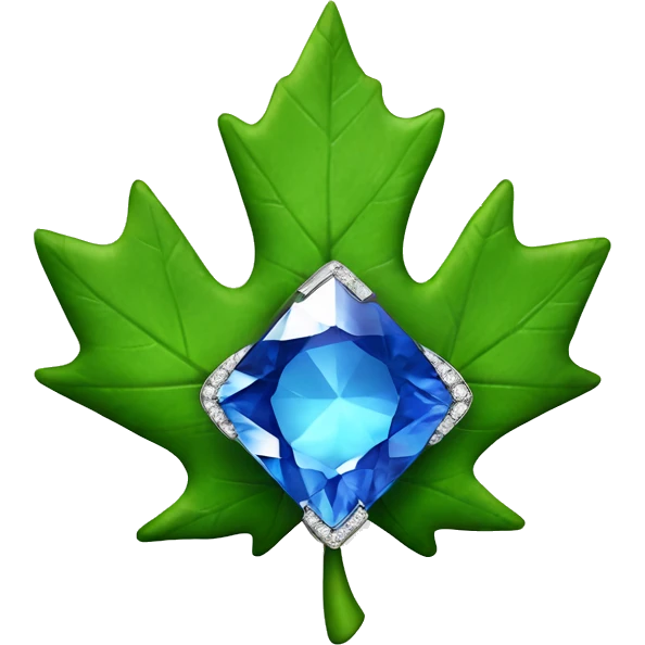 Green Maple Leaf Add Diamond saphire  gems, trophy emoji