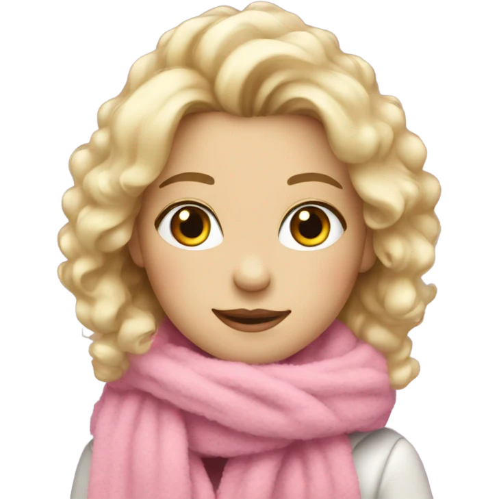 Blond girl with pink scarf and fluffy jacket emoji