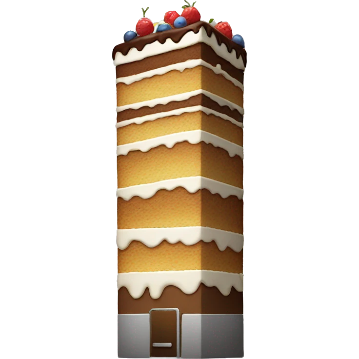 a tall cake with an elevator emoji