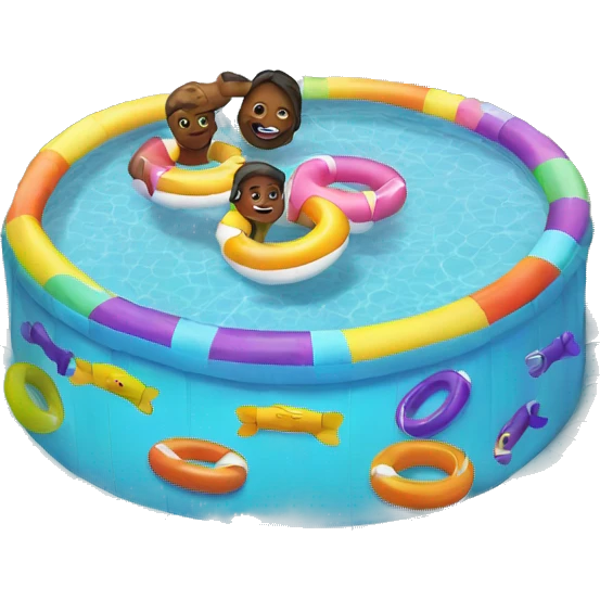 pool with pool rings and a cake emoji