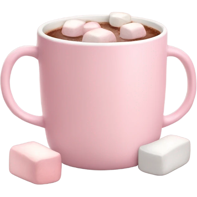 Light Pink mug of hot chocolate with marshmallows  emoji
