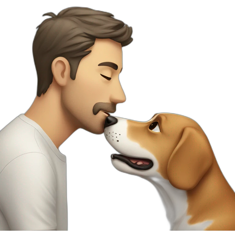 man kissing dog emoji