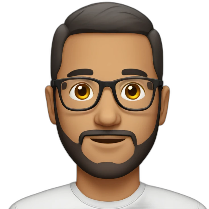 one arabic guy with short haircut, small beard and tranparent glasses emoji