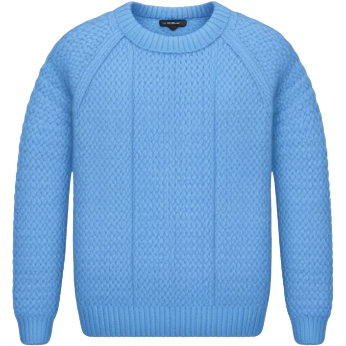 sky-blue knitted wool sweater. emoji
