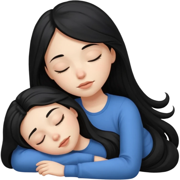 pale girl with long black hair napping emoji