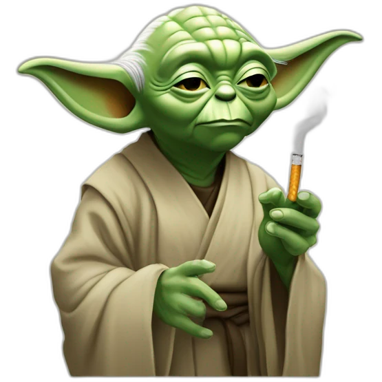 Maître yoda fumant une cigarette emoji