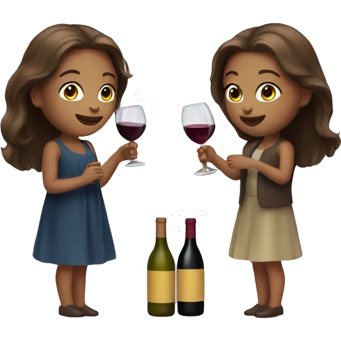 two girls with brown hair holding wine bottles emoji