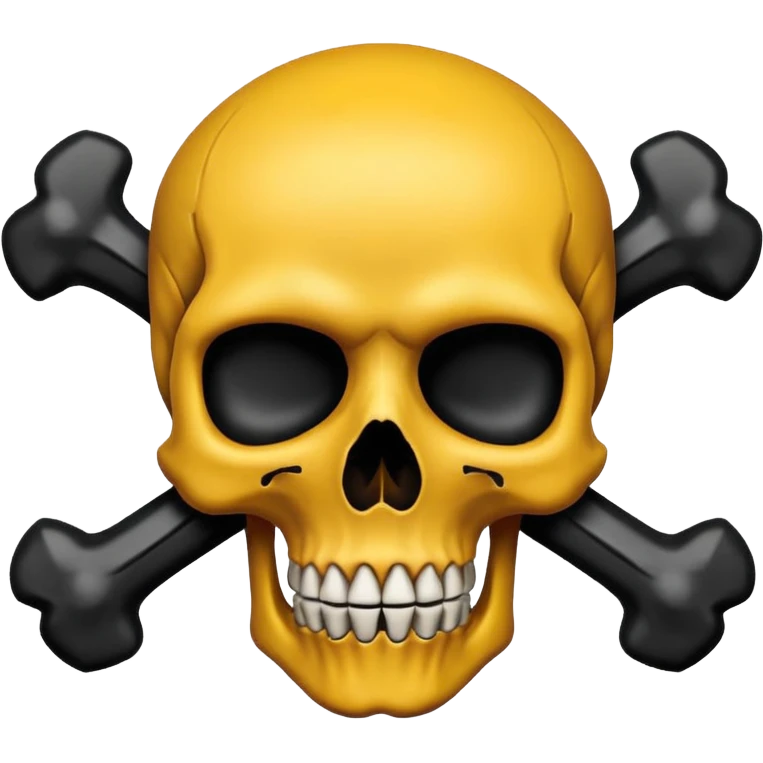 caution skull, black color, X shape bones behind the skull emoji