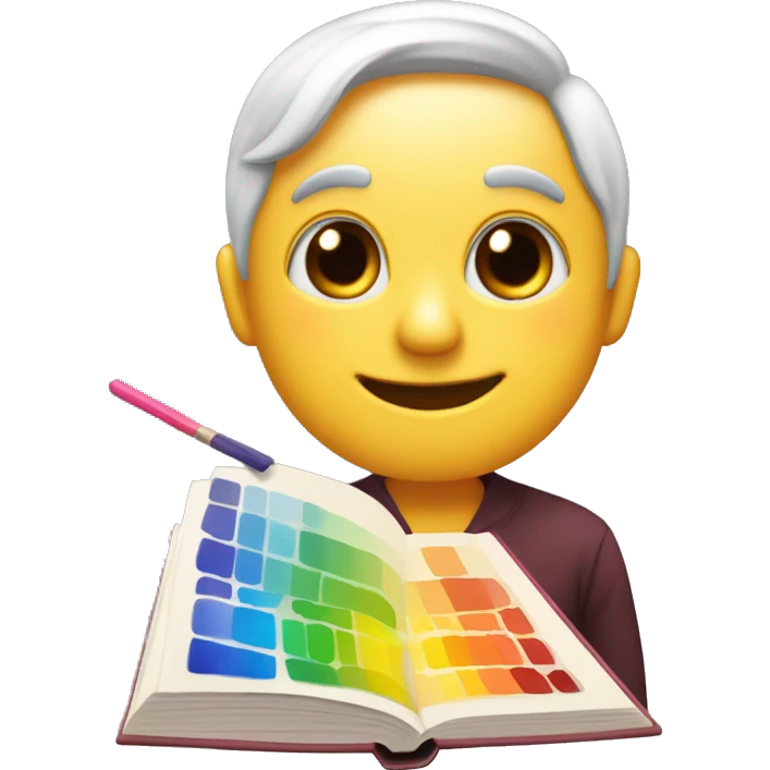 pincel y una paleta de colores (🎨) con un libro abierto (📚 emoji