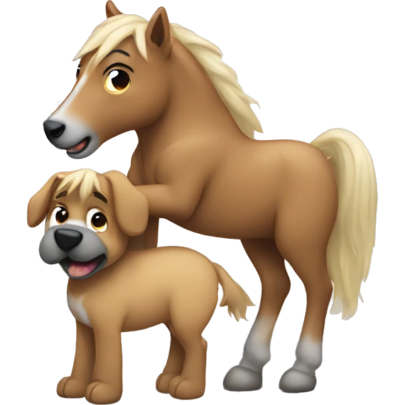 a dog who is hugging a pony emoji