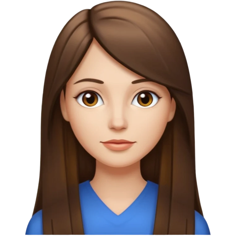 Mulher branca, cabelos longos liso moreno iluminado emoji