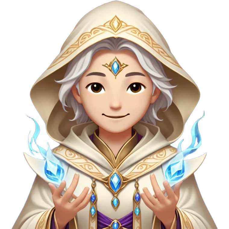Clash of Clans aesthetic: Beautiful and Majestic Mage Portrait Emoji, Rendered in serene mystique with a gentle, confident smile and an aura of timeless magic, showcasing an elegantly robed figure with intricate arcane embellishments and softly closed eyes in natural skin tone, Simplified yet exquisitely endearing features, highly detailed, glowing with a soft, majestic mystical light, high shine, calm and profoundly wise, stylized with an air of timeless sorcery, soft glowing outline, capturing the essence of a majestic mage whose magical presence inspires epic quests! emoji