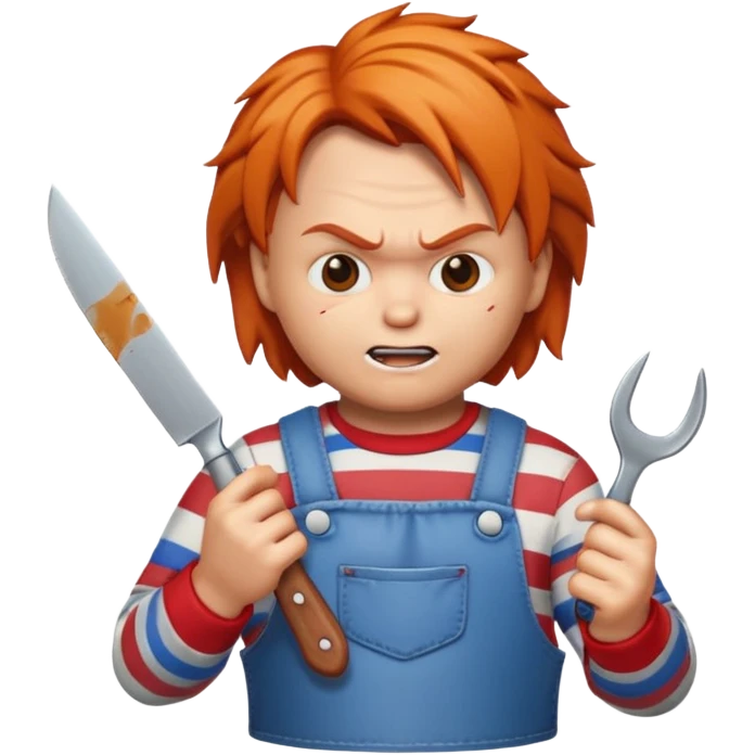 Un emojin de chuky effrayant avec un couteau à la main  emoji