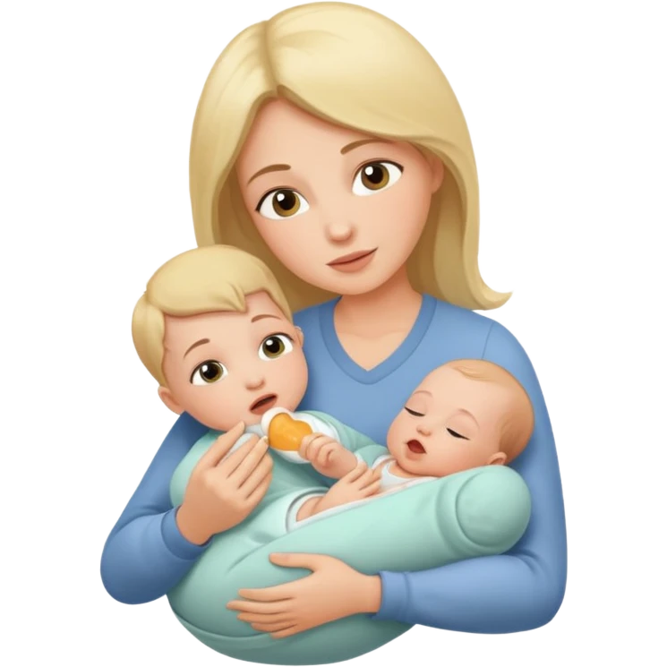 Mother feeding newborn baby, nurturing moment emoji