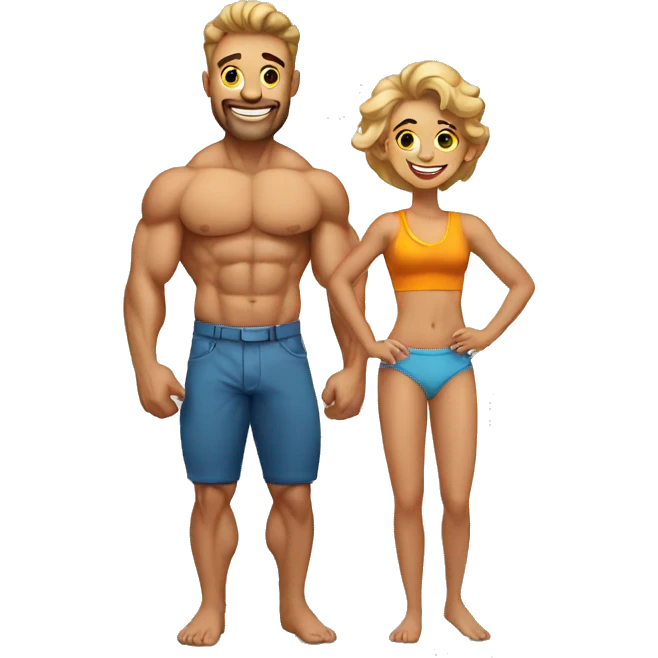 happy muscular family emoji