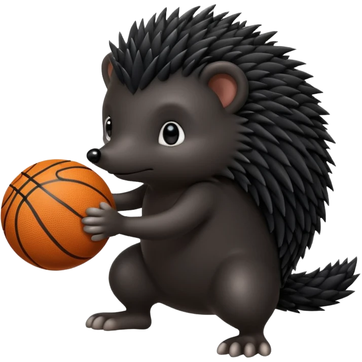 black hedgehog playing basketball emoji