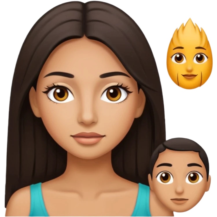 Latina with straight hair and eyelashes emoji