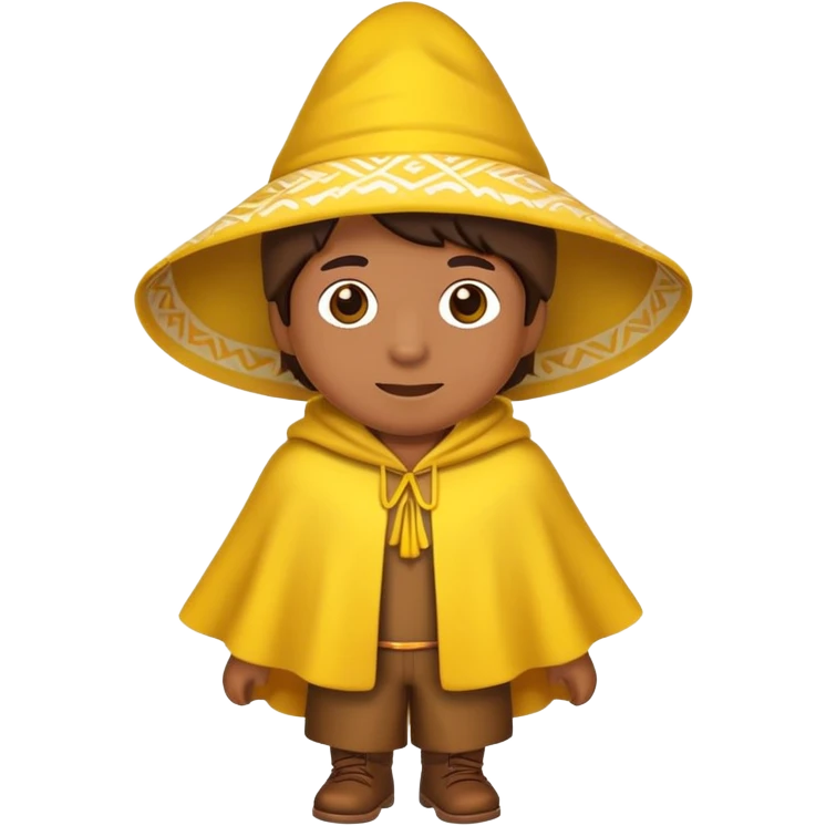 classic yellow emoji of a Peruvian wearing a chullo and poncho emoji