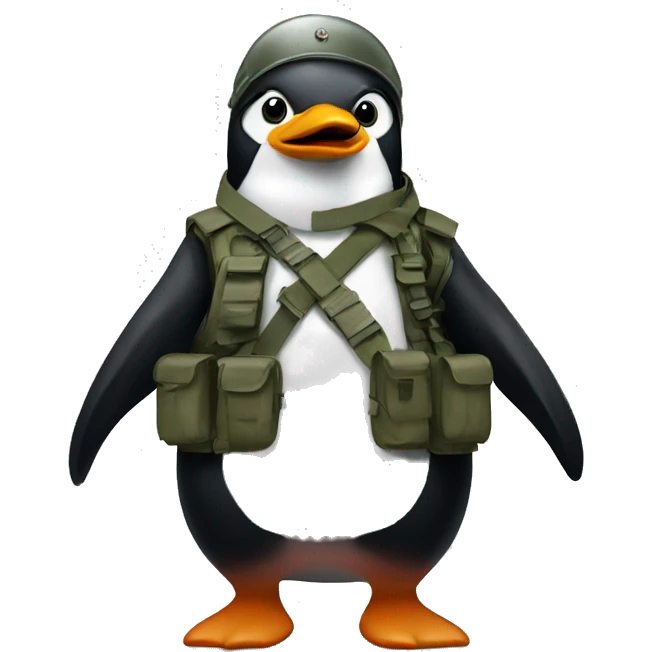 Pinguin in military gear emoji