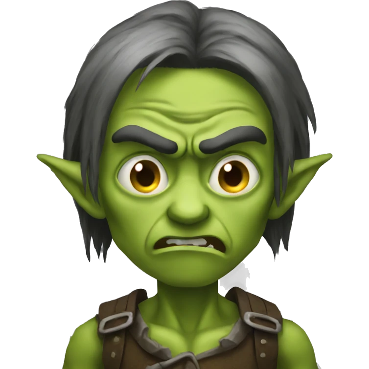 goblin dark long hair angry emoji